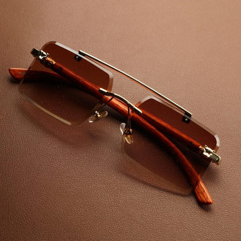 Woodline – Amber Brown/Black – Rimless Sunglasses