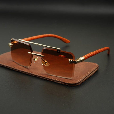 Woodline – Amber Brown/Black – Rimless Sunglasses