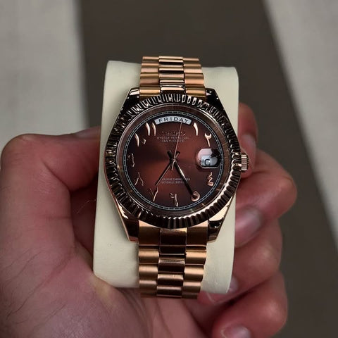 Seiko's Rose Gold Choclate  Day-Date – Arabic Dial Edition