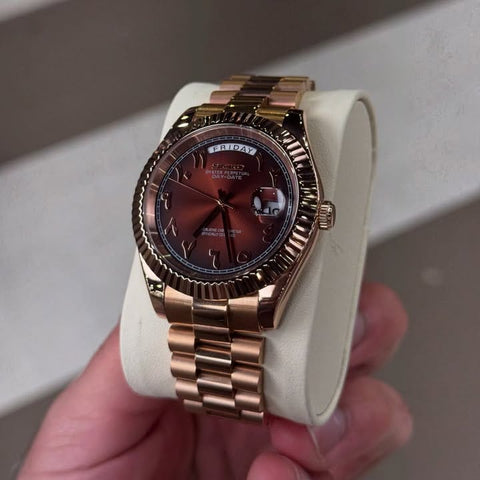 Seiko's Rose Gold Choclate  Day-Date – Arabic Dial Edition